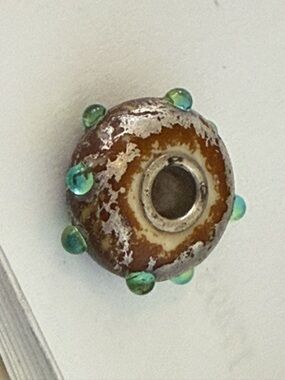 Brown and Turquoise Glass Bead Bracelet Charm